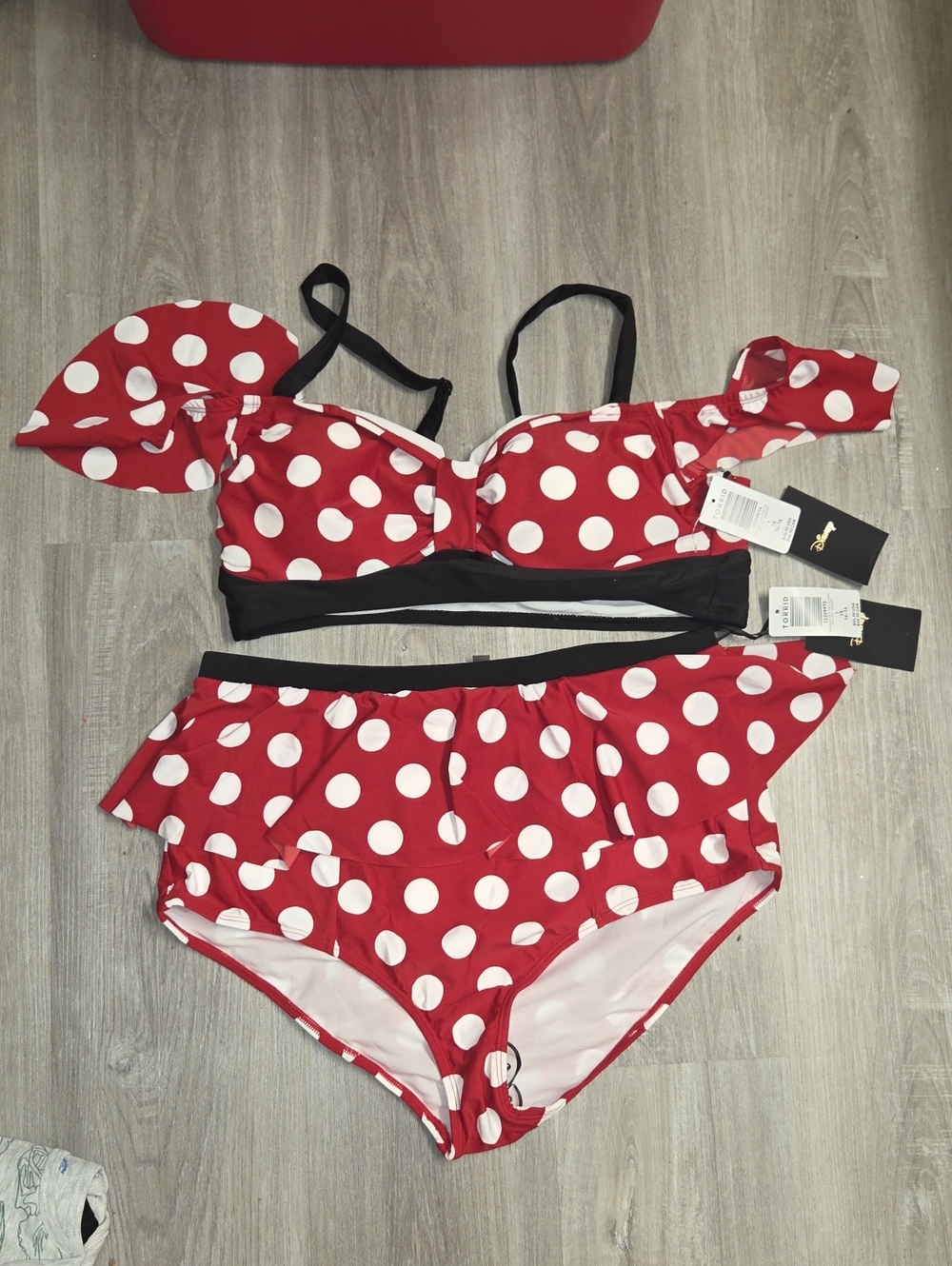 torrid Red and White Minnie Mouse Polka Dot Bikini Set
